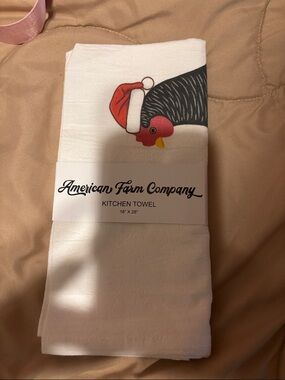 American Farm Company Holiday Chicken Kitchen Towel - White with Red & Black